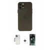 MARSİLYAN™- iPhone 12 Pro Max Kılıf Atlas Minimal Prime - Siyah 360 Mat Full Body Arka Koruyucu + Shine Kamera Lens - LT