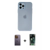 MARSİLYAN™- iPhone 12 Pro Max Kılıf Atlas Minimal Prime - Siyah 360 Mat Full Body Arka Koruyucu + Sarı Neon Fosforlu Kamera Lens