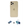 MARSİLYAN™- iPhone 12 Pro Max Kılıf Atlas Minimal Prime - Siyah 3D Antistatik Cam Ekran Koruyucu + Shine Kamera Lens Koruma Cam - GD