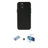 MARSİLYAN™- iPhone 12 Pro Max Kılıf Atlas Minimal Prime - Siyah 3D Antistatik Cam Ekran Koruyucu + Shine Kamera Lens Koruma Cam - MI