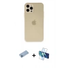 MARSİLYAN™- iPhone 12 Pro Max Kılıf Atlas Minimal Prime - Siyah 3D Antistatik Cam Ekran Koruyucu + Shine Kamera Lens Koruma Cam - MI