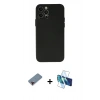 MARSİLYAN™- iPhone 12 Pro Max Kılıf Atlas Minimal Prime - Siyah 3D Antistatik Cam Ekran Koruyucu + Metal Kamera Lens Koruma Cam - KI