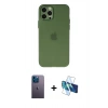 MARSİLYAN™- iPhone 12 Pro Max Kılıf Atlas Minimal Prime - Siyah 3D Antistatik Cam Ekran Koruyucu + Neon Fosforlu Kamera Lens - MI