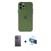 MARSİLYAN™- iPhone 12 Pro Max Kılıf Atlas Minimal Prime - Siyah 3D Antistatik Cam Ekran Koruyucu + Neon Fosforlu Kamera Lens - BZ