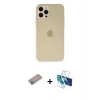 MARSİLYAN™- iPhone 12 Pro Max Kılıf Atlas Minimal Prime - Siyah 3D Antistatik Cam Ekran Koruyucu + Shine Kamera Lens Koruma Cam - SABE