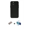 MARSİLYAN™- iPhone 12 Pro Max Kılıf Atlas Minimal Prime - Siyah 3D Antistatik Cam Ekran Koruyucu + Shine Kamera Lens Koruma Cam - SABE