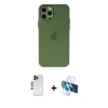 MARSİLYAN™- iPhone 12 Pro Max Kılıf Atlas Minimal Prime - Siyah 3D Antistatik Cam Ekran Koruyucu + Shine Kamera Lens - GD