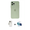 MARSİLYAN™- iPhone 12 Pro Max Kılıf Atlas Minimal Prime - Siyah 3D Antistatik Cam Ekran Koruyucu + Shine Kamera Lens - GD