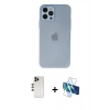 MARSİLYAN™- iPhone 12 Pro Max Kılıf Atlas Minimal Prime - Siyah 3D Antistatik Cam Ekran Koruyucu + Shine Kamera Lens - GD