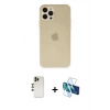 MARSİLYAN™- iPhone 12 Pro Max Kılıf Atlas Minimal Prime - Siyah 3D Antistatik Cam Ekran Koruyucu + Shine Kamera Lens - GD