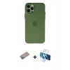 MARSİLYAN™- iPhone 12 Pro Max Kılıf Atlas Minimal Prime - Siyah 3D Antistatik Cam Ekran Koruyucu + Shine Kamera Lens Koruma Cam - SABE