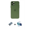 MARSİLYAN™- iPhone 12 Pro Max Kılıf Atlas Minimal Prime - Siyah 3D Antistatik Cam Ekran Koruyucu + Siyah Shine Kamera Lens Koruma Cam