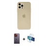 MARSİLYAN™- iPhone 12 Pro Max Kılıf Atlas Minimal Prime - Siyah 3D Antistatik Cam Ekran Koruyucu + Turuncu Neon Fosforlu Kamera Lens