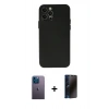 MARSİLYAN™- iPhone 12 Pro Max Kılıf Atlas Minimal Prime - Siyah 3D Antistatik Hayalet Cam Ekran Koruyucu + Neon Fosforlu Kamera Lens - MI