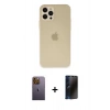 MARSİLYAN™- iPhone 12 Pro Max Kılıf Atlas Minimal Prime - Siyah 3D Antistatik Hayalet Cam Ekran Koruyucu + Neon Fosforlu Kamera Lens - SI