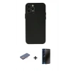 MARSİLYAN™- iPhone 12 Pro Max Kılıf Atlas Minimal Prime - Siyah 3D Antistatik Hayalet Cam Ekran Koruyucu + Renkli Kamera Lens Koruma Cam - PE