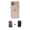 MARSİLYAN™- iPhone 12 Pro Max Kılıf Atlas Minimal Prime - Siyah 3D Antistatik Hayalet Cam Ekran Koruyucu + Neon Fosforlu Kamera Lens - SI