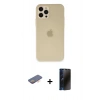 MARSİLYAN™- iPhone 12 Pro Max Kılıf Atlas Minimal Prime - Siyah 3D Antistatik Hayalet Cam Ekran Koruyucu + Renkli Kamera Lens Koruma Cam - TU