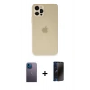 MARSİLYAN™- iPhone 12 Pro Max Kılıf Atlas Minimal Prime - Siyah 3D Antistatik Hayalet Cam Ekran Koruyucu + Neon Fosforlu Kamera Lens - MI