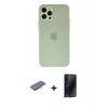 MARSİLYAN™- iPhone 12 Pro Max Kılıf Atlas Minimal Prime - Siyah 3D Antistatik Hayalet Cam Ekran Koruyucu + Renkli Kamera Lens Koruma Cam - PE