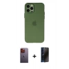 MARSİLYAN™- iPhone 12 Pro Max Kılıf Atlas Minimal Prime - Siyah 3D Antistatik Hayalet Cam Ekran Koruyucu + Neon Fosforlu Kamera Lens - TU