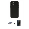 MARSİLYAN™- iPhone 12 Pro Max Kılıf Atlas Minimal Prime - Siyah 3D Antistatik Hayalet Cam Ekran Koruyucu + Renkli Kamera Lens Koruma Cam - TU