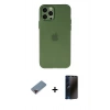 MARSİLYAN™- iPhone 12 Pro Max Kılıf Atlas Minimal Prime - Siyah 3D Antistatik Hayalet Cam Ekran Koruyucu + Metal Kamera Lens Koruma Cam - KI