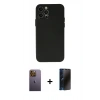 MARSİLYAN™- iPhone 12 Pro Max Kılıf Atlas Minimal Prime - Siyah 3D Antistatik Hayalet Cam Ekran Koruyucu + Neon Fosforlu Kamera Lens - SI