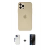MARSİLYAN™- iPhone 12 Pro Max Kılıf Atlas Minimal Prime - Siyah 3D Antistatik Hayalet Cam Ekran Koruyucu + Shine Kamera Lens - LT