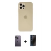 MARSİLYAN™- iPhone 12 Pro Max Kılıf Atlas Minimal Prime - Siyah 3D Antistatik Hayalet Cam Ekran Koruyucu + Neon Fosforlu Kamera Lens - BZ