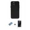 MARSİLYAN™- iPhone 12 Pro Max Kılıf Atlas Minimal Prime - Siyah 3D Antistatik Hayalet Cam Ekran Koruyucu + Shine Kamera Lens Koruma Cam - GI
