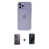 MARSİLYAN™- iPhone 12 Pro Max Kılıf Atlas Minimal Prime - Siyah 3D Antistatik Hayalet Cam Ekran Koruyucu + Neon Fosforlu Kamera Lens - BZ