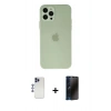 MARSİLYAN™- iPhone 12 Pro Max Kılıf Atlas Minimal Prime - Siyah 3D Antistatik Hayalet Cam Ekran Koruyucu + Shine Kamera Lens - LT