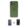 MARSİLYAN™- iPhone 12 Pro Max Kılıf Atlas Minimal Prime - Siyah 3D Antistatik Hayalet Cam Ekran Koruyucu + Neon Fosforlu Kamera Lens - BZ