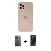 MARSİLYAN™- iPhone 12 Pro Max Kılıf Atlas Minimal Prime - Siyah 3D Antistatik Hayalet Cam Ekran Koruyucu + Yeşil Neon Fosforlu Kamera Lens
