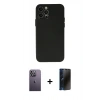 MARSİLYAN™- iPhone 12 Pro Max Kılıf Atlas Minimal Prime - Siyah 3D Antistatik Hayalet Cam Ekran Koruyucu + Neon Fosforlu Kamera Lens - BZ