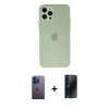 MARSİLYAN™- iPhone 12 Pro Max Kılıf Atlas Minimal Prime - Siyah 3D Antistatik Hayalet Cam Ekran Koruyucu + Neon Fosforlu Kamera Lens - MI