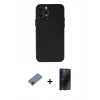 MARSİLYAN™- iPhone 12 Pro Max Kılıf Atlas Minimal Prime - Siyah 3D Antistatik Hayalet Cam Ekran Koruyucu + Shine Kamera Lens Koruma Cam - SH