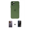 MARSİLYAN™- iPhone 12 Pro Max Kılıf Atlas Minimal Prime - Siyah 3D Antistatik Hayalet Cam Ekran Koruyucu + Neon Fosforlu Kamera Lens - SI