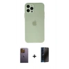 MARSİLYAN™- iPhone 12 Pro Max Kılıf Atlas Minimal Prime - Siyah 3D Antistatik Hayalet Cam Ekran Koruyucu + Neon Fosforlu Kamera Lens - SI