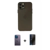 MARSİLYAN™- iPhone 12 Pro Max Kılıf Atlas Minimal Prime - Siyah 3D Antistatik Hayalet Cam Ekran Koruyucu + Neon Fosforlu Kamera Lens - MI