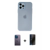 MARSİLYAN™- iPhone 12 Pro Max Kılıf Atlas Minimal Prime - Siyah 3D Antistatik Hayalet Cam Ekran Koruyucu + Neon Fosforlu Kamera Lens - MI