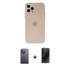 MARSİLYAN™- iPhone 12 Pro Max Kılıf Atlas Minimal Prime - Siyah 3D Antistatik Hayalet Cam Ekran Koruyucu + Neon Fosforlu Kamera Lens - BZ