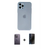 MARSİLYAN™- iPhone 12 Pro Max Kılıf Atlas Minimal Prime - Siyah 3D Antistatik Hayalet Cam Ekran Koruyucu + Neon Fosforlu Kamera Lens - BZ