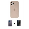 MARSİLYAN™- iPhone 12 Pro Max Kılıf Atlas Minimal Prime - Siyah 3D Antistatik Hayalet Cam Ekran Koruyucu + Neon Fosforlu Kamera Lens - MI