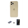 MARSİLYAN™- iPhone 12 Pro Max Kılıf Atlas Minimal Prime - Siyah 3D Antistatik Hayalet Cam Ekran Koruyucu + Renkli Kamera Lens Koruma Cam - PE