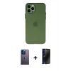 MARSİLYAN™- iPhone 12 Pro Max Kılıf Atlas Minimal Prime - Siyah 3D Antistatik Hayalet Cam Ekran Koruyucu + Neon Fosforlu Kamera Lens - MI