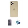 MARSİLYAN™- iPhone 12 Pro Max Kılıf Atlas Minimal Prime - Siyah 3D Antistatik Seramik Nano Ekran Koruyucu + Neon Fosforlu Kamera Lens - BZ
