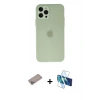MARSİLYAN™- iPhone 12 Pro Max Kılıf Atlas Minimal Prime - Siyah 3D Antistatik Seramik Nano Ekran Koruyucu + Shine Kamera Lens Koruma Cam - SABE