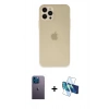 MARSİLYAN™- iPhone 12 Pro Max Kılıf Atlas Minimal Prime - Siyah 3D Antistatik Seramik Nano Ekran Koruyucu + Mavi Neon Fosforlu Kamera Lens